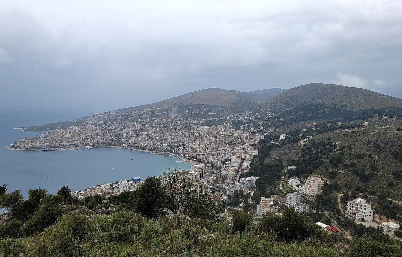 The bay and hillside apartments of Saranda on the Albanian Riviera