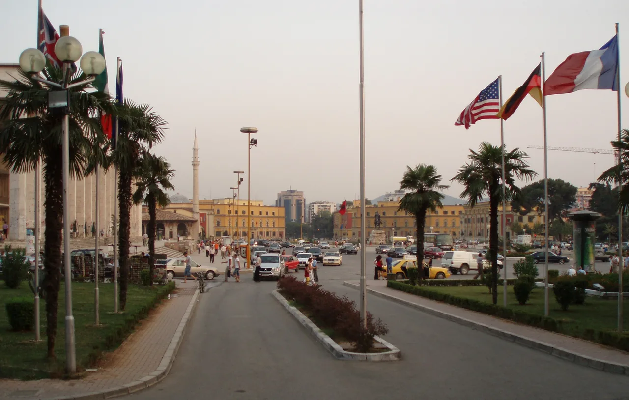 Skanderbeg Square in central Tirana with the National History Museum in view