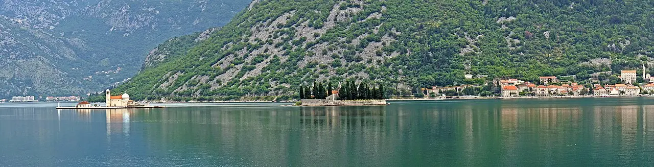 The two islands in the Bay of Kotor near Perast - Our Lady of the Rocks and St George's Island