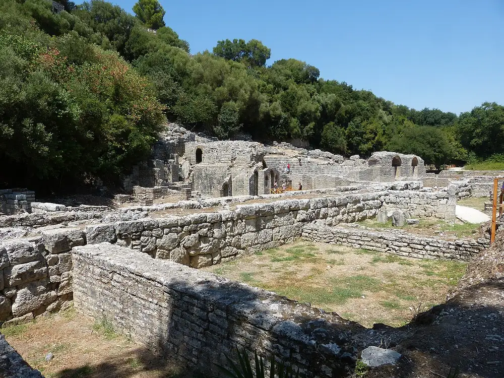 Columns and stone walls of the Prytaneion at Butrint