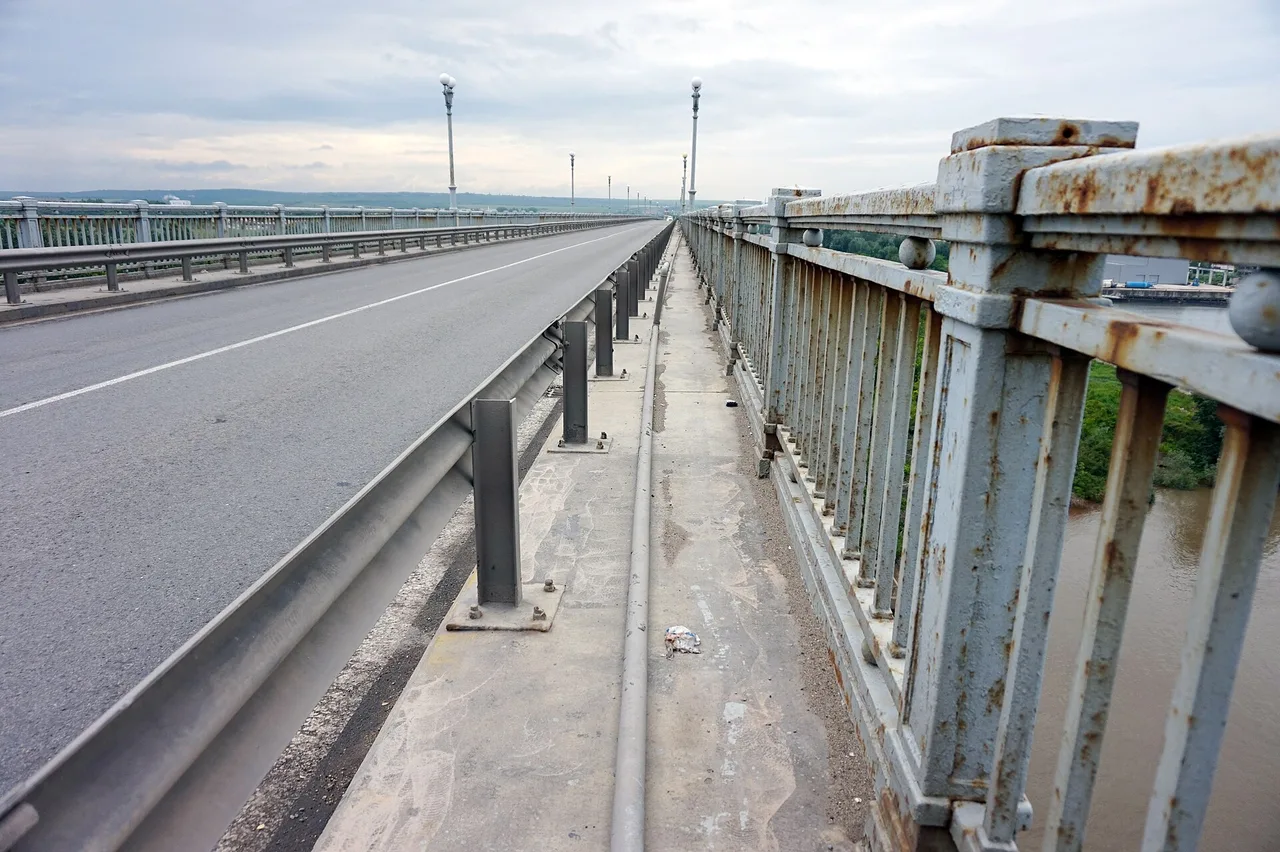 The walkway of the Friendship Bridge over the Danube between Ruse in Bulgaria and Giurgiu in Romania