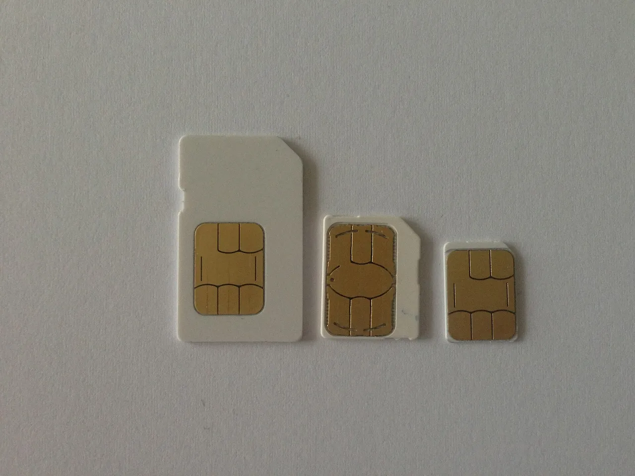 The different physical SIM card sizes, from standard to nano