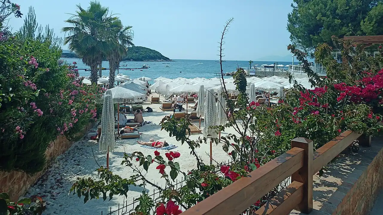 A turquoise beach at Ksamil on the Albanian Riviera