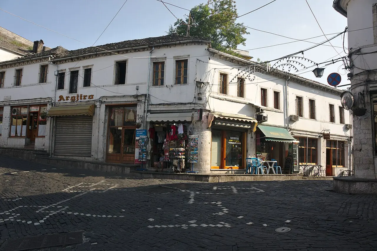 The stone houses and slate roofs of the old town of Gjirokastër, a UNESCO World Heritage site