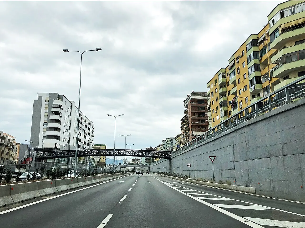 Traffic on the Grand Ring Road (Unaza e Madhe) in Tirana