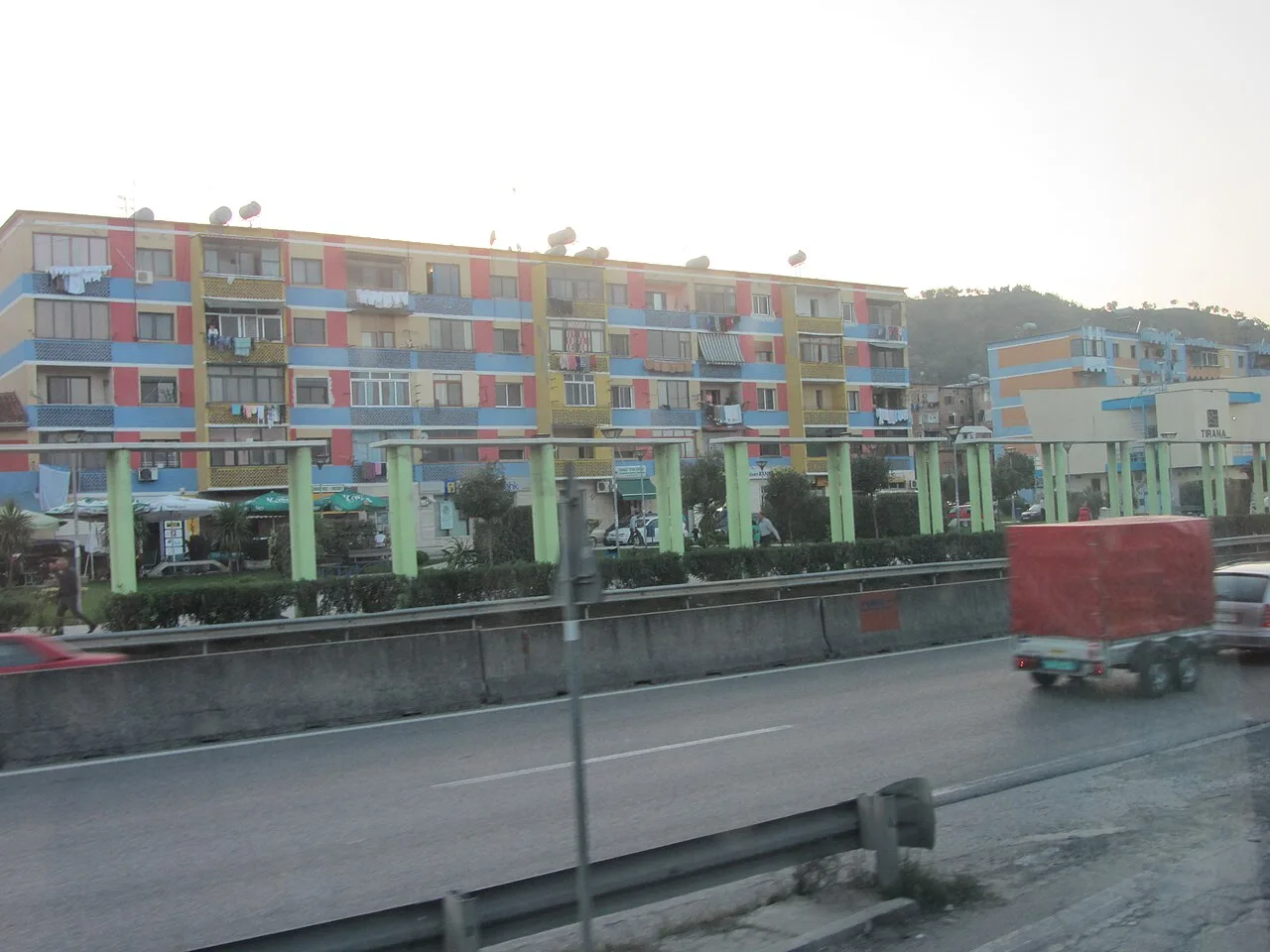 The SH2 Durres to Tirana dual carriageway, the corridor that links the airport and the concert site with central Tirana