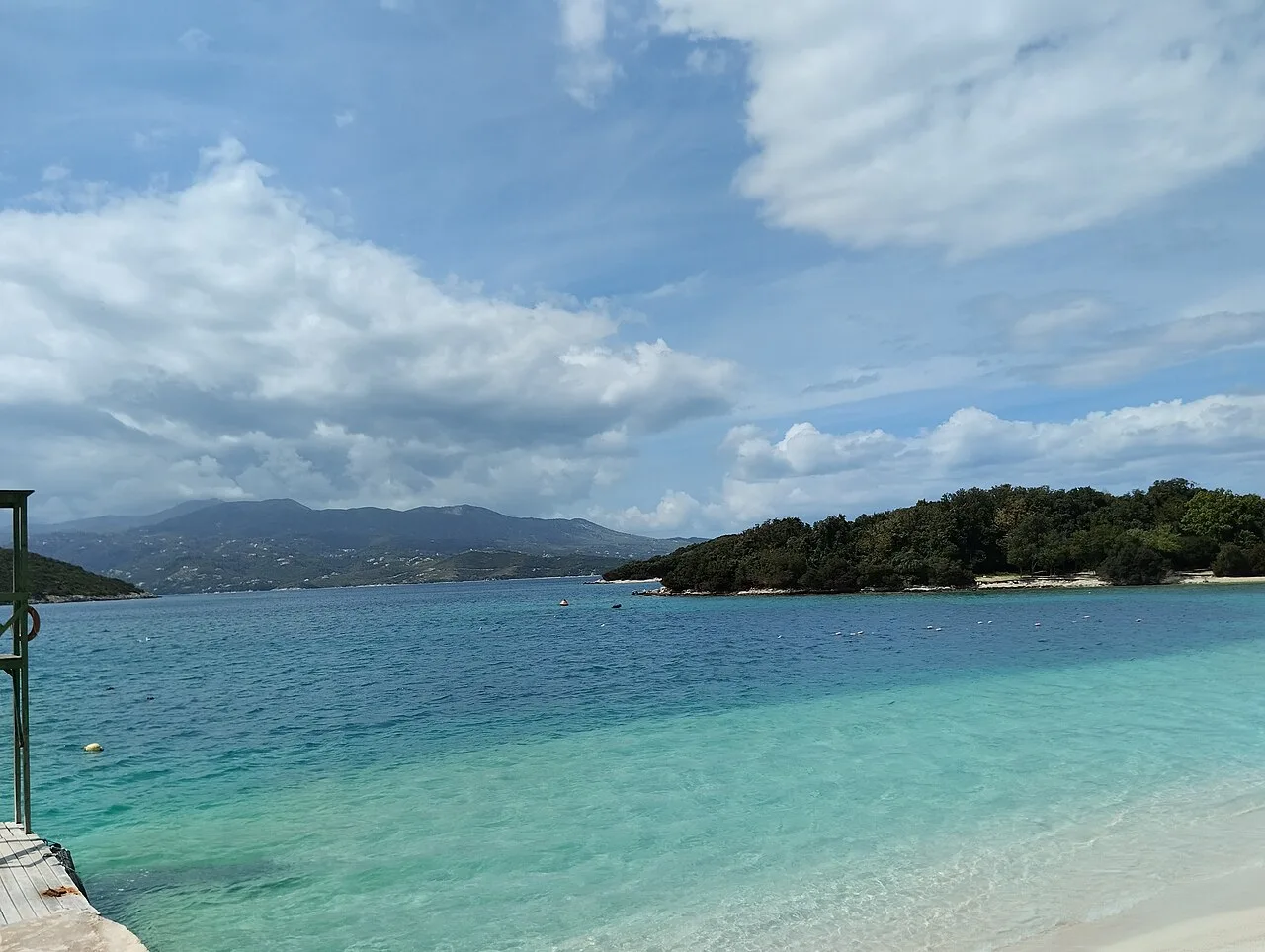 The white sand, turquoise water and small islands of Ksamil in southern Albania