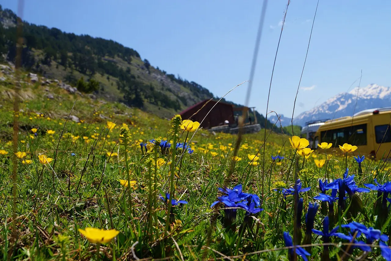 Mountain landscape on the Boga to Theth road in the Albanian Alps