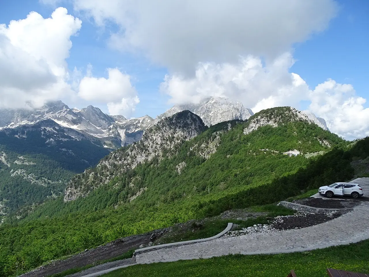 Hairpin bends and high ridges on the mountain road between Shkodra and Theth