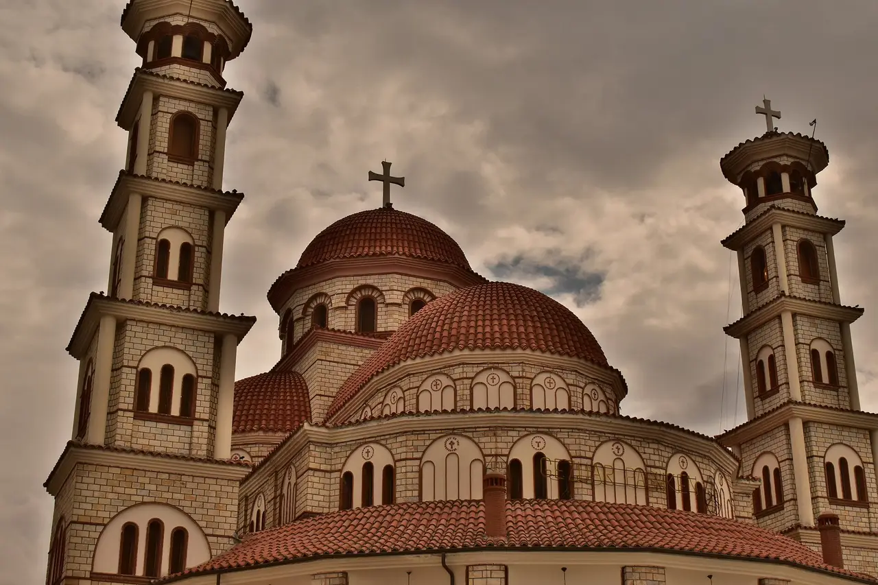Domes of the Orthodox Cathedral of the Resurrection of Christ in Korça