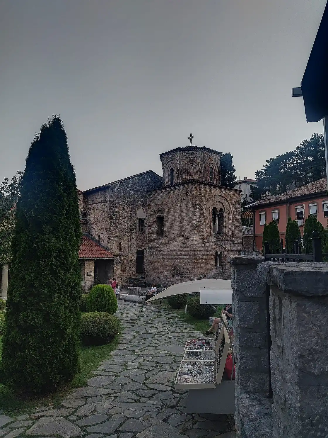 The Church of Saint Sophia in Ohrid, a stone Byzantine-era cathedral with a rounded apse