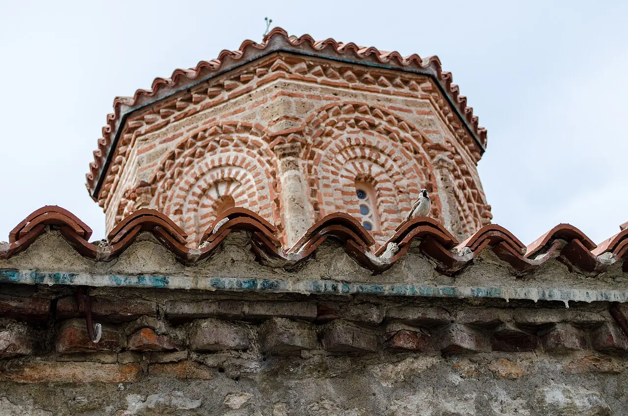 The lakeside buildings of the Monastery of Saint Naum on Lake Ohrid, North Macedonia