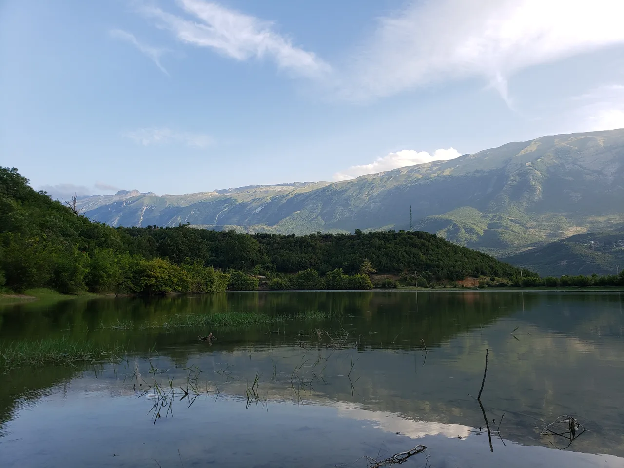 The wide, braided gravel bed of the Vjosa valley upstream of Permet
