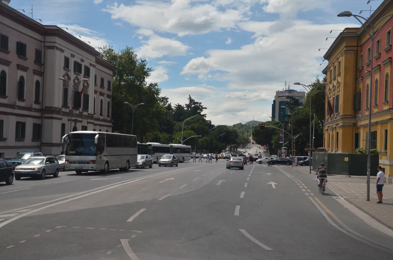 A street scene in central Tirana, the Albanian capital and the starting point for the journey to Berat