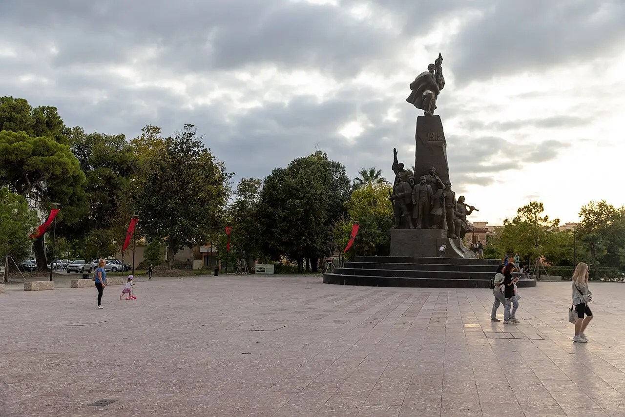 Flag Square in central Vlora with the Independence Monument