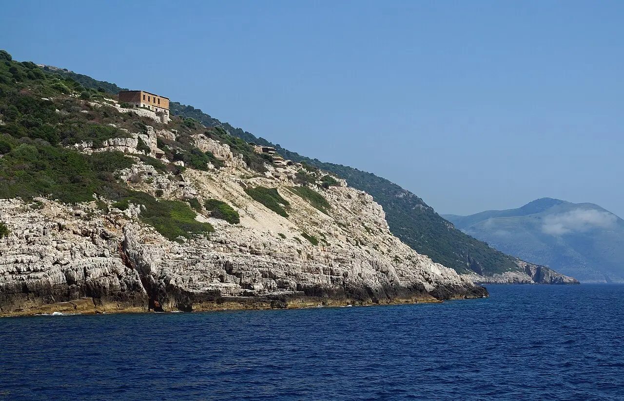 Abandoned military bunkers on Sazan Island in the marine park off Vlora