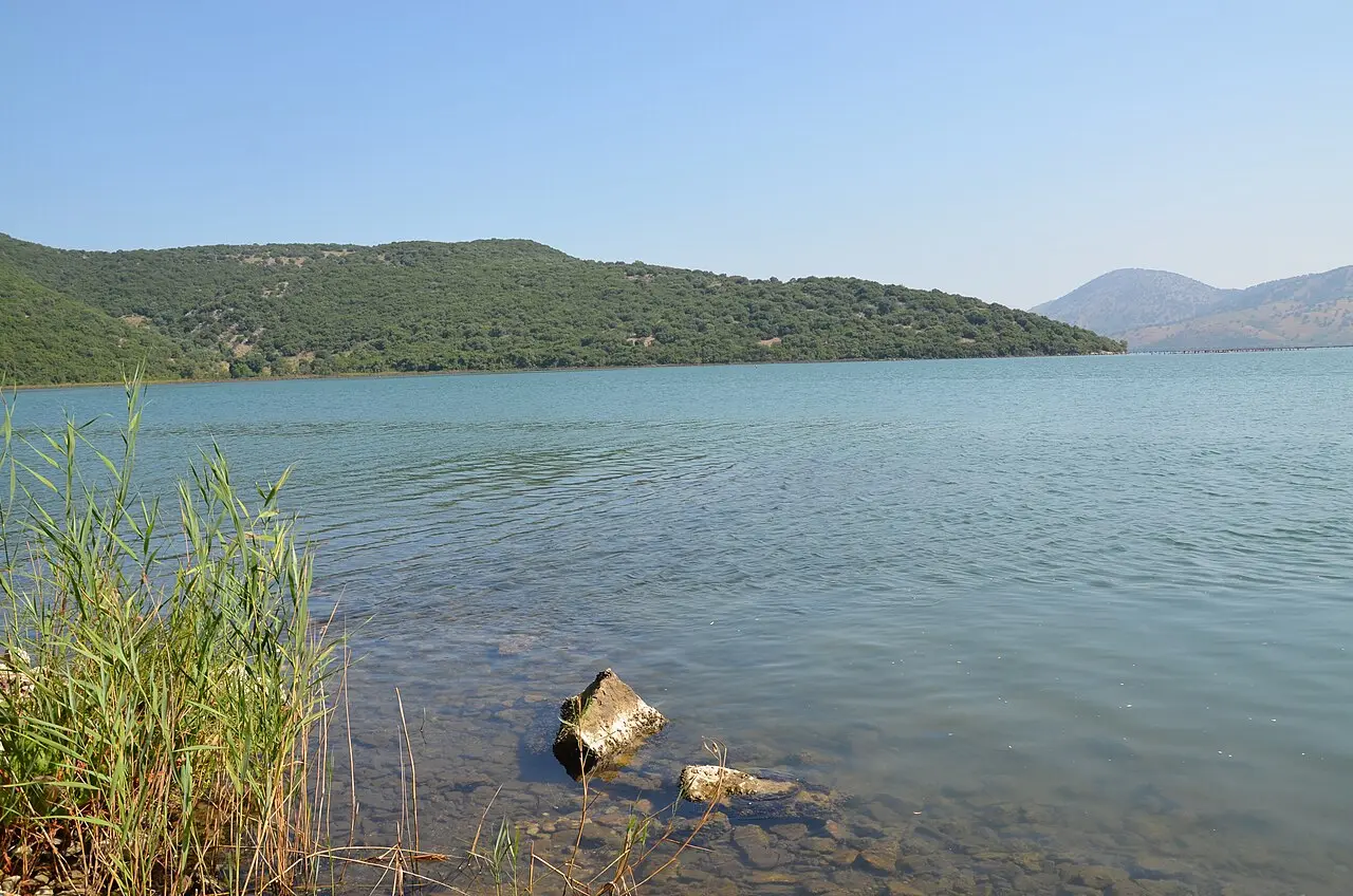 Green hills and water around the Butrint lagoon south of Saranda